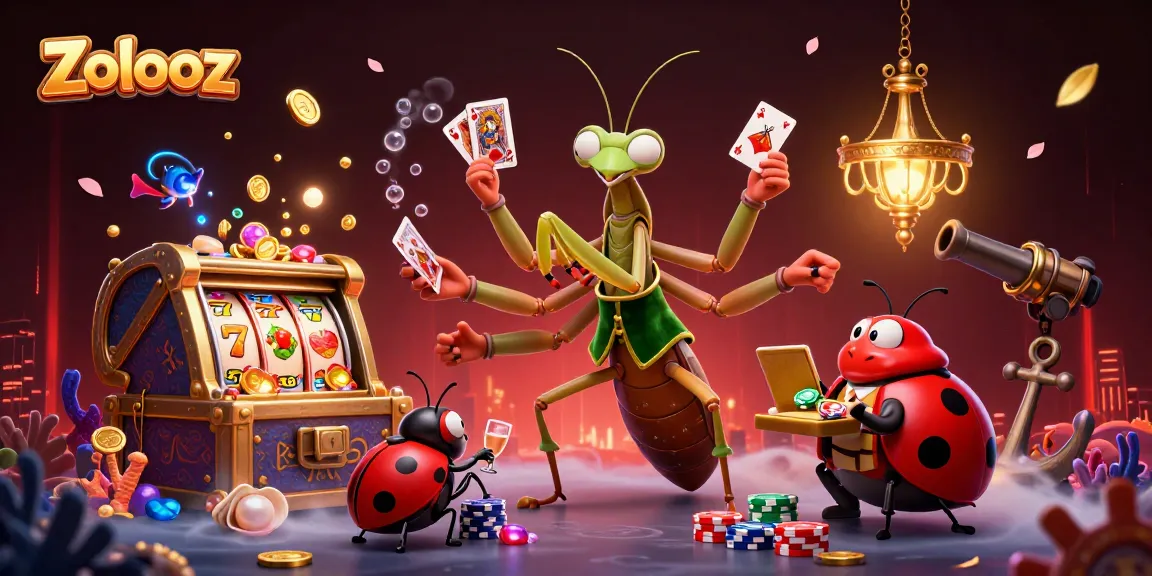 Zolooz brings excitement with a giant praying mantis card sharp and colorful slot machines.