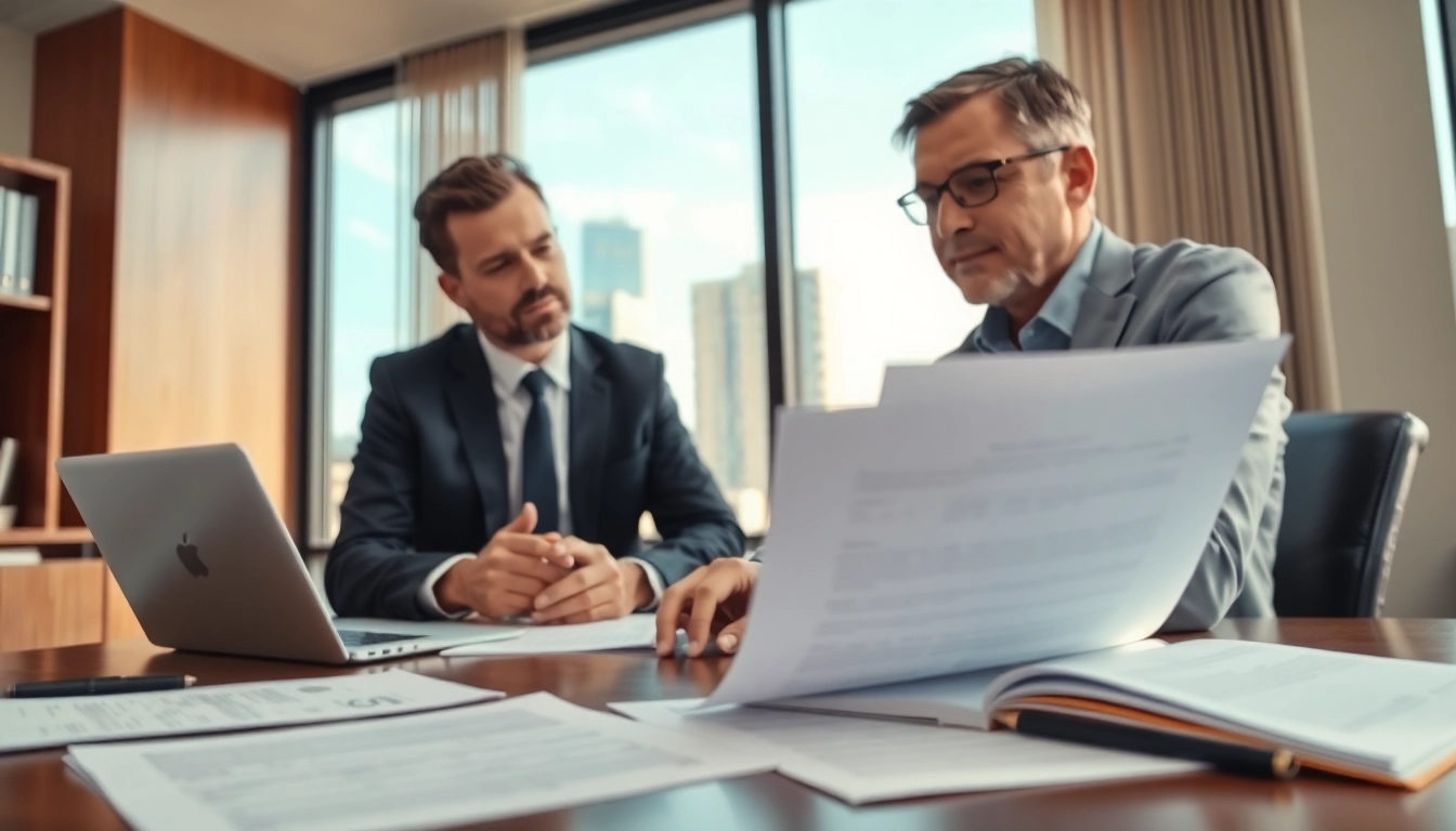 Clearwater truck accident attorney consulting with a client in an office.