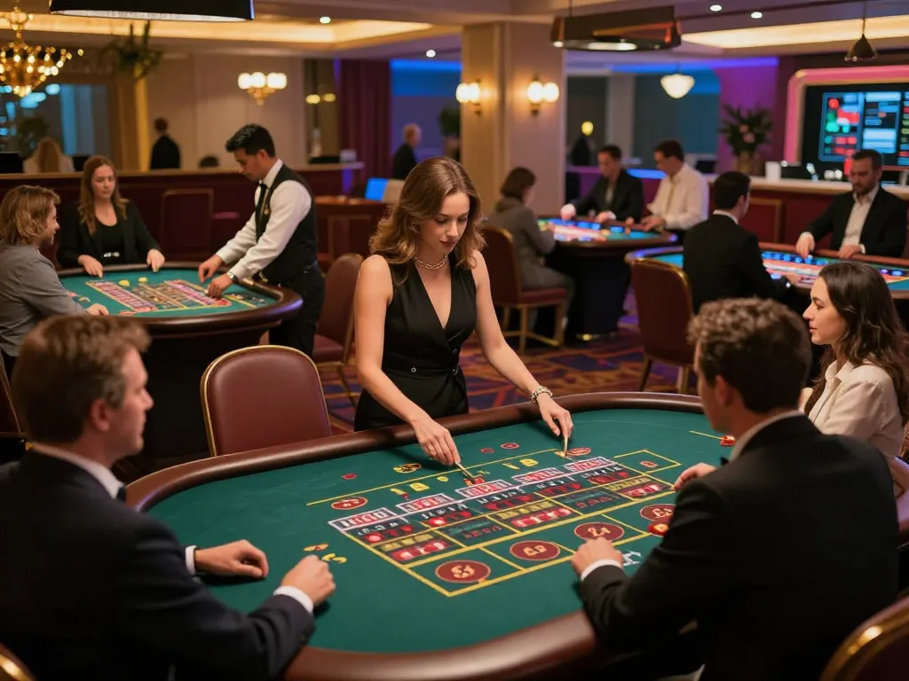 Engaging roulette gameplay at fb88 casino, players immersed in action with vibrant ambiance.