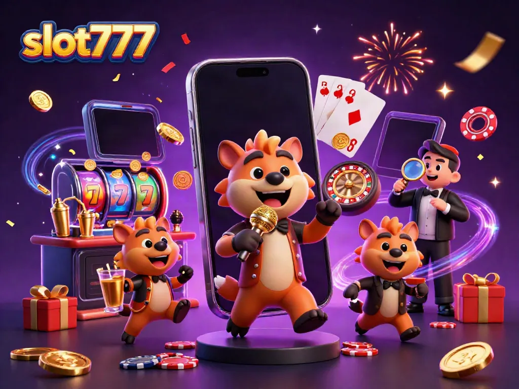 Hyena di slot777, kapten komedi dan kasino yang menang, suasana ramai dengan koin emas