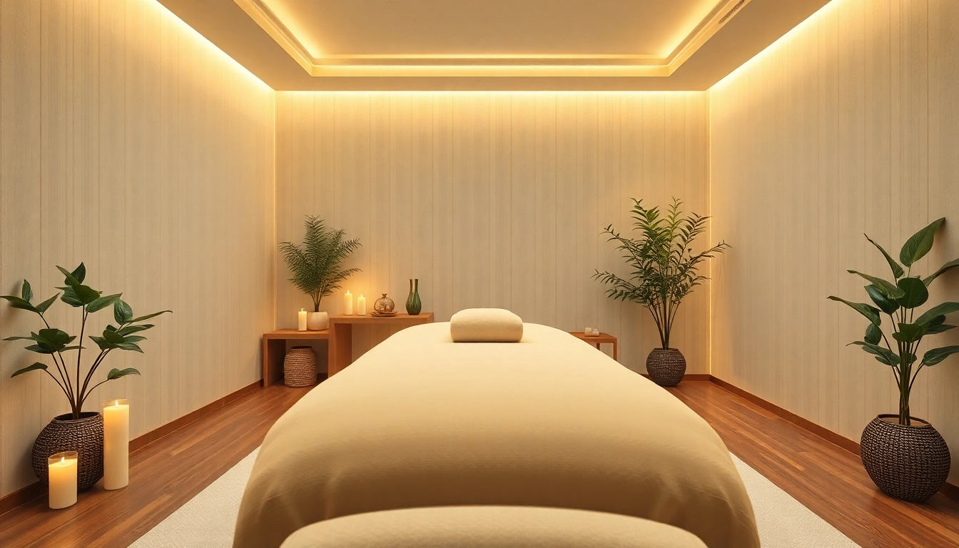 출장마사지 therapy room with calming ambiance and professional elements.