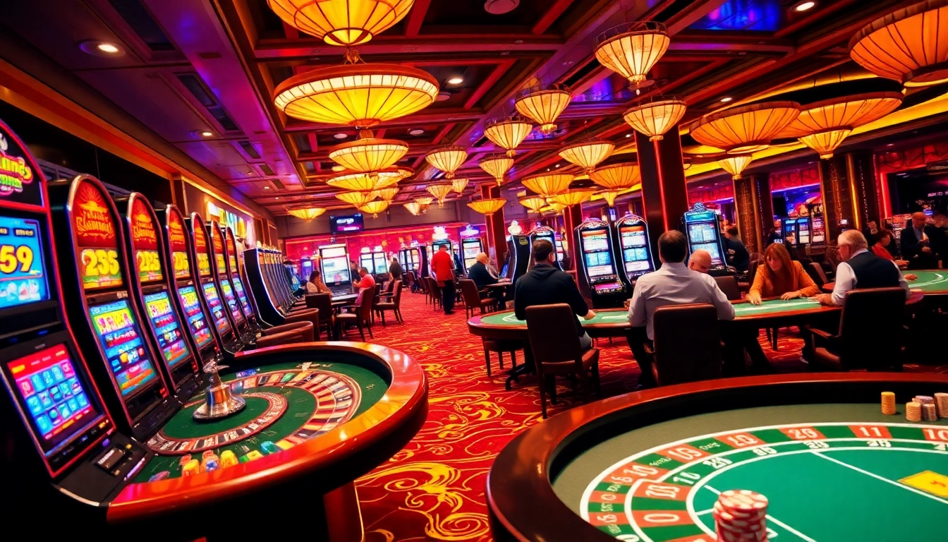 Experience the thrilling ambiance of gambling at https://jun88.buzz/, featuring vibrant casino games and excited players.