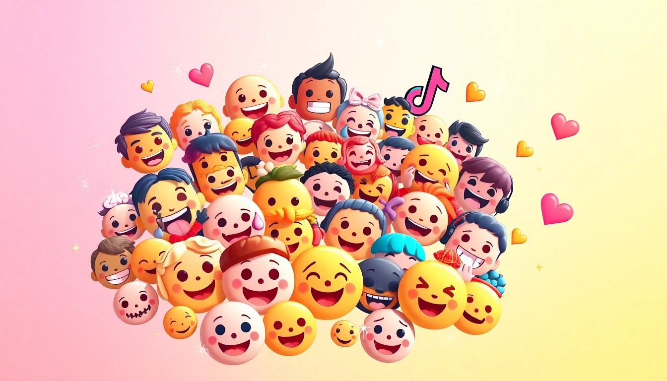 Discover various TikTok emojis in a vibrant collage, showcasing their playful expressions.