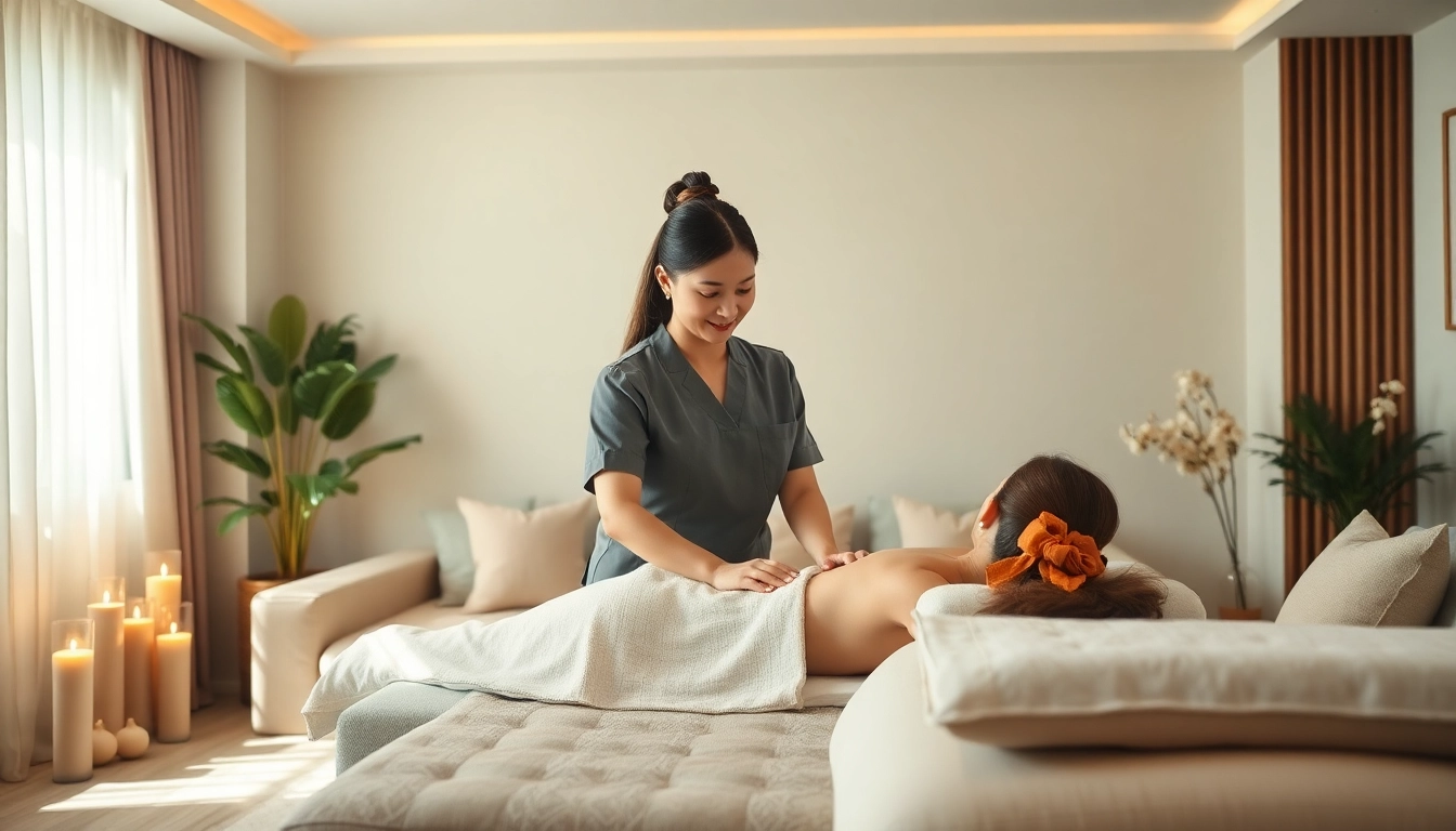 출장 massage service in a cozy living room with professional therapist.