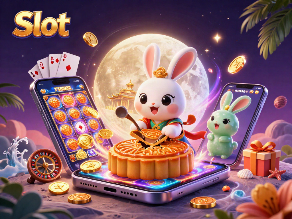 Experience excitement with Slot game action, featuring vibrant moon rabbits and poker themes.