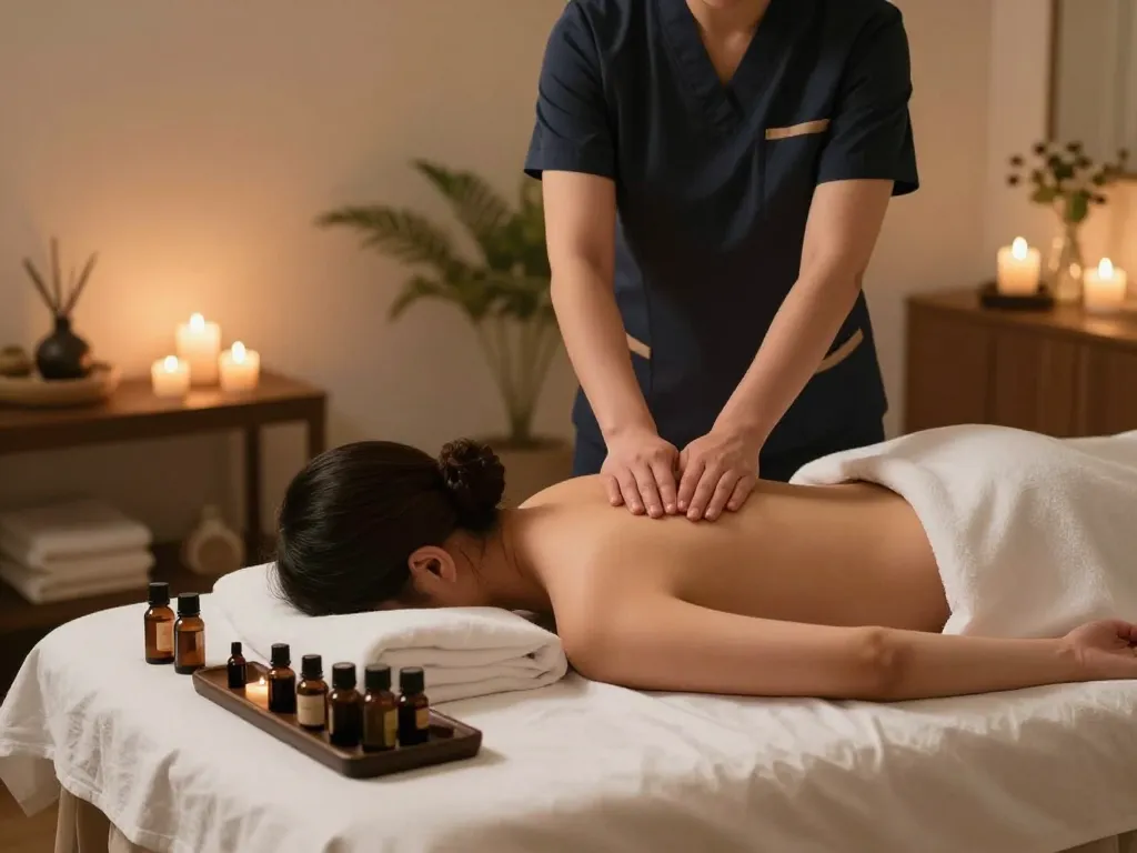 마포스웨디시 massage therapist providing a calming spa experience in a serene environment