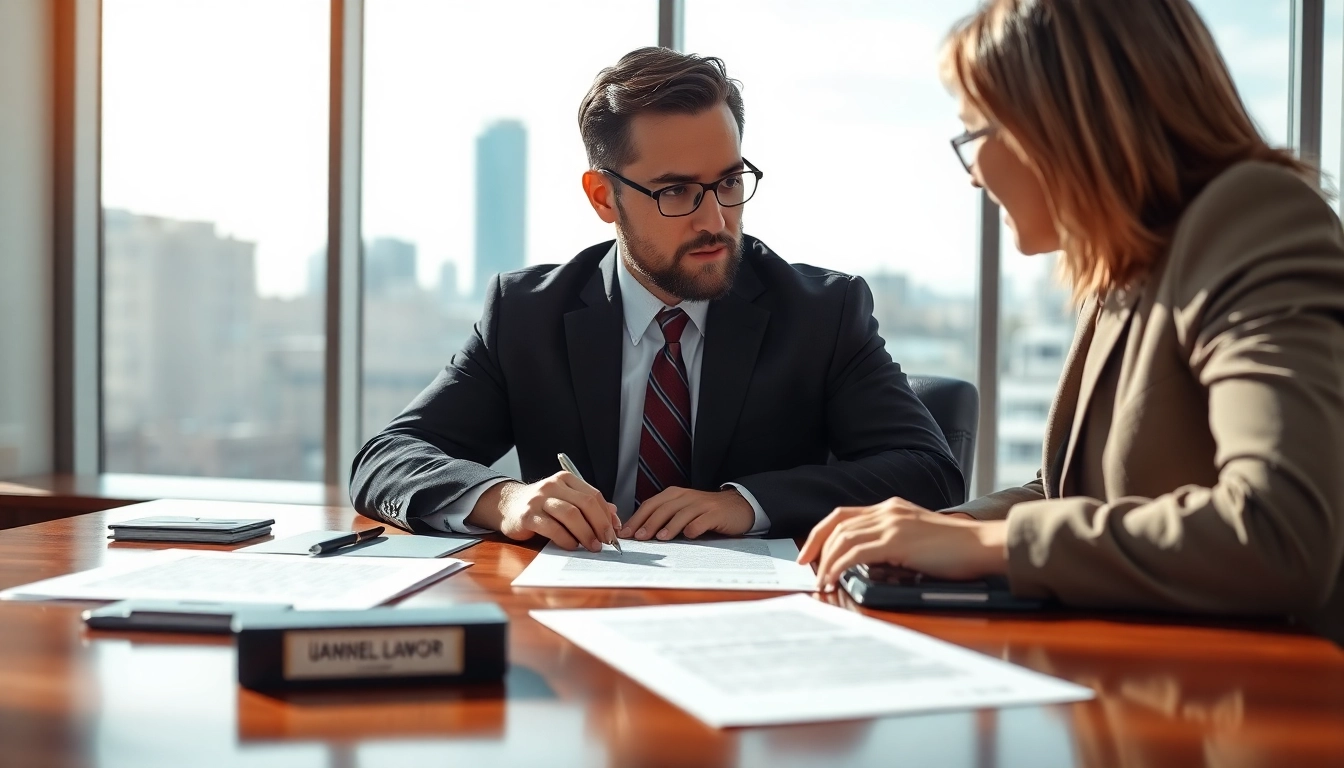 Jacksonville Immigration Lawyer discussing legal options with a client in a professional office.