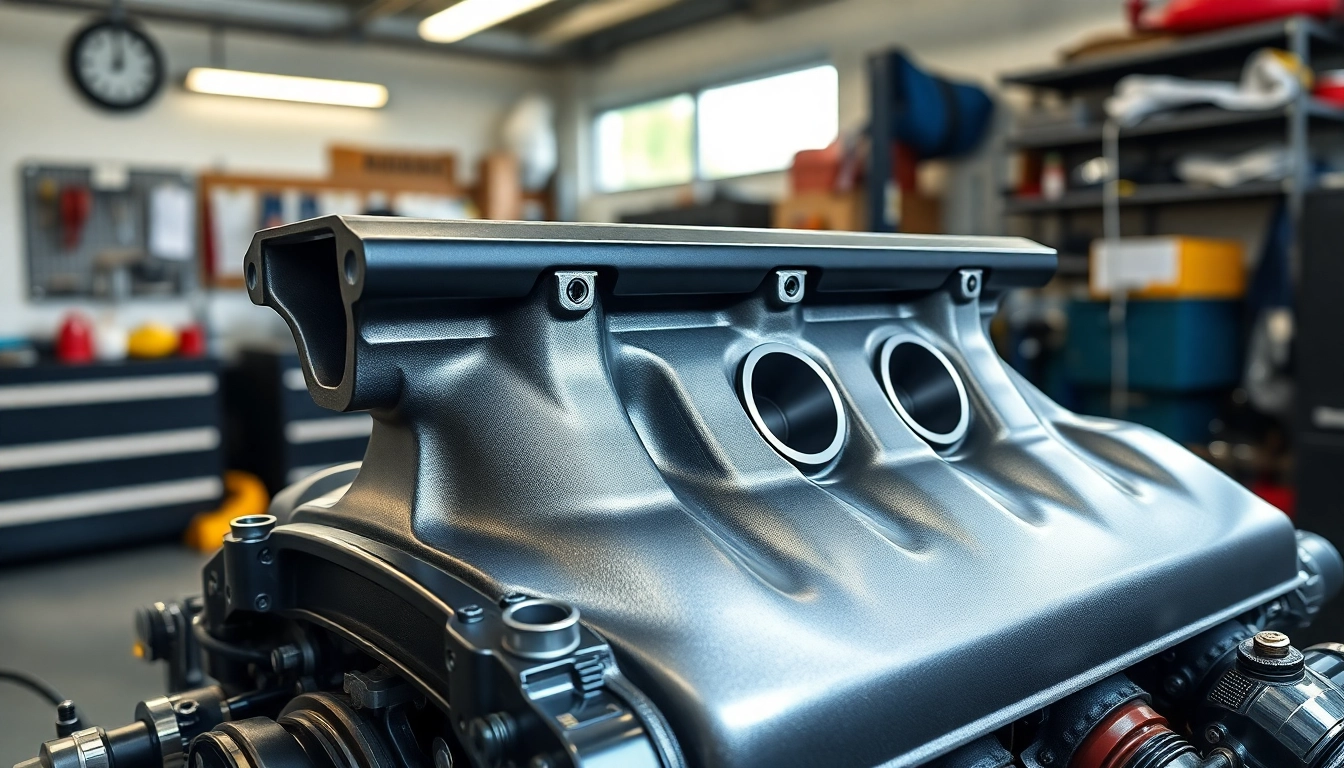 Showcasing the RVNG B58 Intake Manifold Block-Off on a performance engine in a well-lit garage.