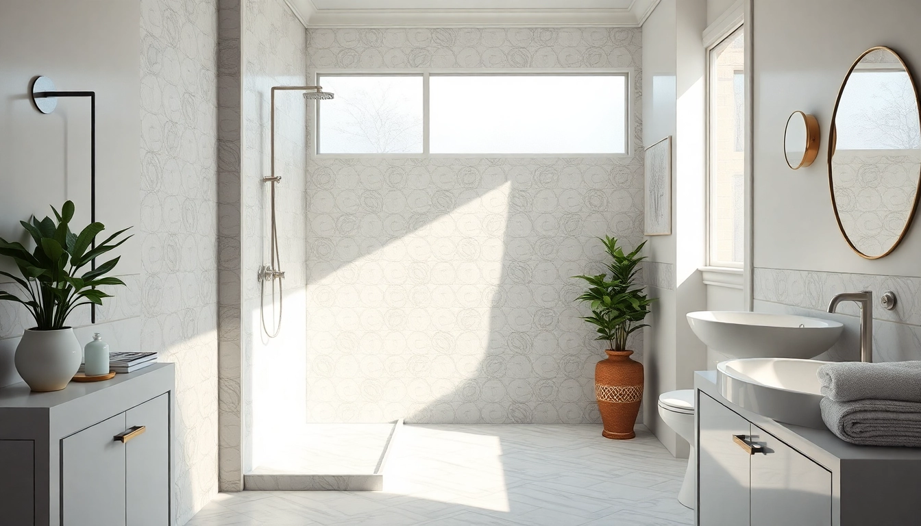 Stylish elegant showers au with luxury fixtures and serene bathroom design.