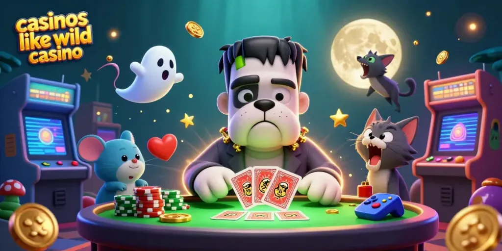 Experience action at casinos like wild casino featuring playful characters in an energetic casino scene.