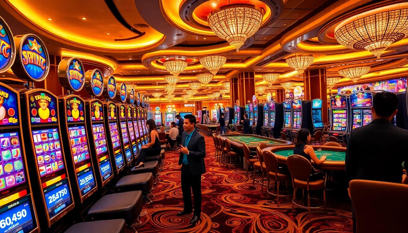 Experience the excitement of Slot Terpercaya with vibrant slot machines and engaging players.