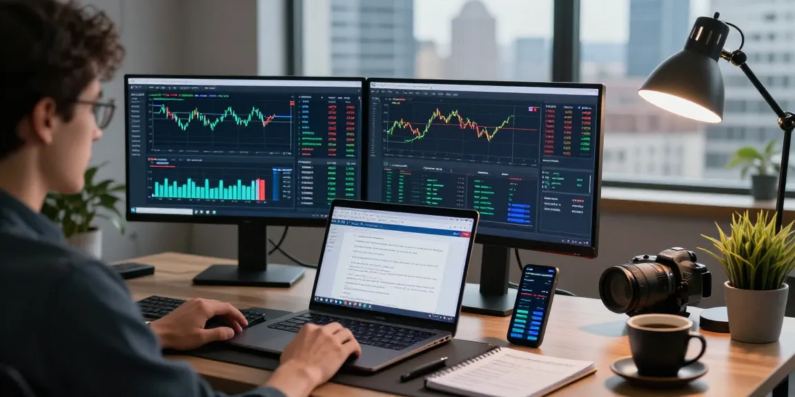 Dynamic workspace showcasing MetaTrader 5 platform for forex and stock trading analysis