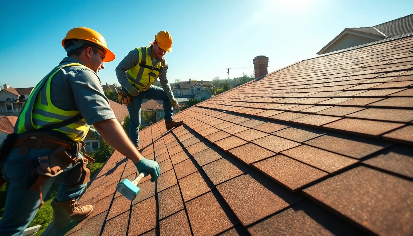 Installers applying high-quality roofing solutions on a home, highlighting craftsmanship and durability.