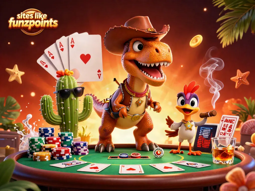 Play exciting games like Funzpoints with our colorful casino environment illustration