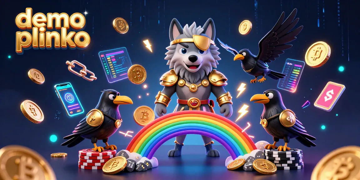 Play demo plinko with a dynamic scene featuring Norse mythology-inspired characters and crypto elements.