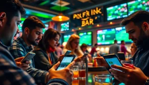 Engaging scene showcasing best sports betting apps India with diverse users placing bets on mobile devices.