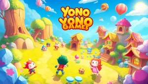 Yono games showcase vibrant characters engaging in a colorful gaming adventure.