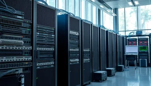 Demonstration of NAS & SAN Storage Deployment highlighting server setups and organized data center environment.