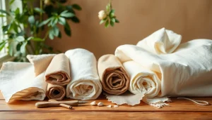 Verken ongebleekt katoen met diverse texturen en kleuren op een stijlvolle tafel.