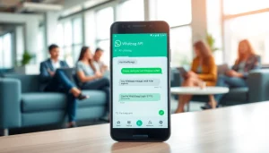 Demonstrating the ultramsg interface on a smartphone within a professional environment.