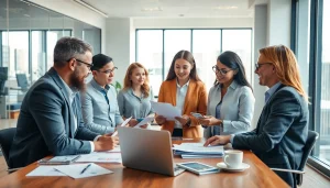 카드 한도 현금화와 관련된 현대적인 사무실 환경에서의 전문가 회의 장면