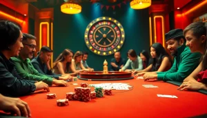 MM88 excitement at a poker table with colorful chips and cards