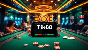Người chơi đang tận hưởng một trò chơi đầy kịch tính trên ứng dụng Tik88 trong một casino sang trọng.