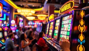 Menangkan putaran di mesin mahjong slot yang cerah dan penuh warna di kasino.