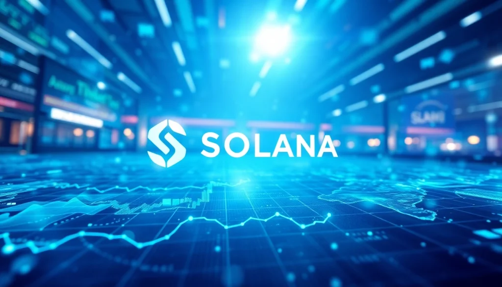 Investing in Solana USDT with vibrant cryptocurrency charts and modern digital elements.