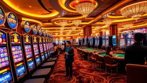 Experience the excitement of Slot Terpercaya with vibrant slot machines and engaging players.