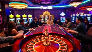 Winning players at the Fun88 link casino table celebrating their success.