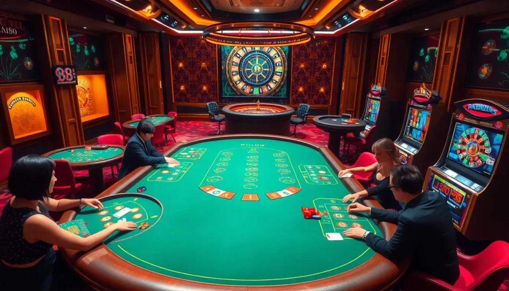 Exciting casino environment showcasing lively gaming scenes at hay88 com.