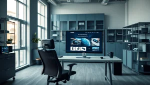 zirvegrupbilgisayar ürünlerini tanıtan modern bir çalışma alanı.