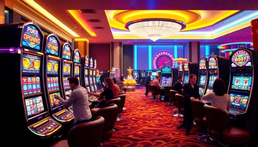 Players enjoying exciting IDN slot games in a luxurious casino environment.