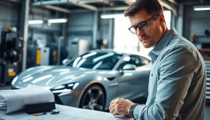 An engineer examines the das 142 model in a sophisticated workshop, showcasing innovation and expertise.