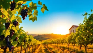 Visit stunning wineries in Clarksburg with picturesque vineyards and ripe grapevines.