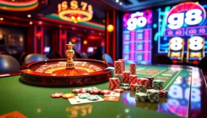 Experience the thrill of go 88 with vibrant casino visuals featuring roulette and poker.