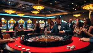 Experience thrilling gaming action at S8 casino with roulette and slot machines.