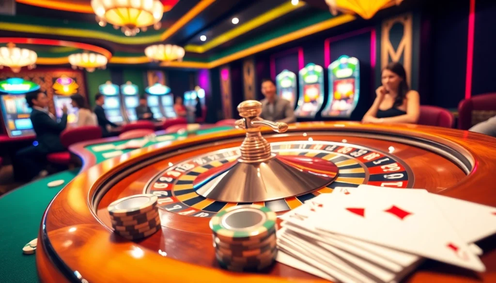 Experience the excitement of topclub casino gaming with vibrant roulette and poker action.
