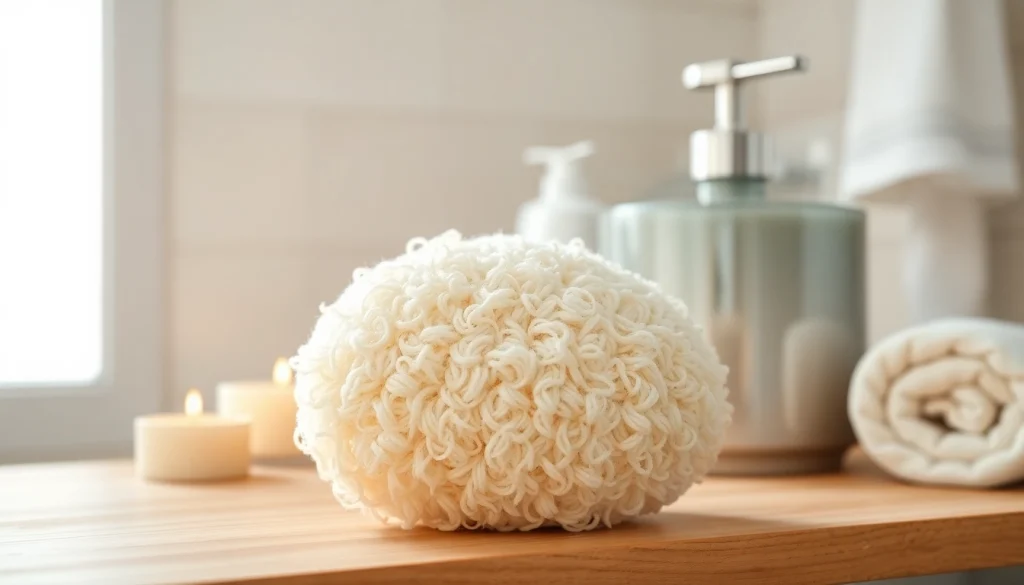Best back loofah displayed elegantly, capturing texture and natural beauty in a serene bathroom setting.