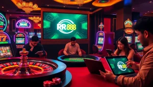Experience RR88's first-class online casino with vibrant gaming elements and interactive players.
