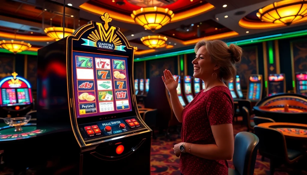 Mainkan permainan slot depo pulsa yang seru di kasino mewah dengan mesin-mesin berwarna-warni dan chip-chip.