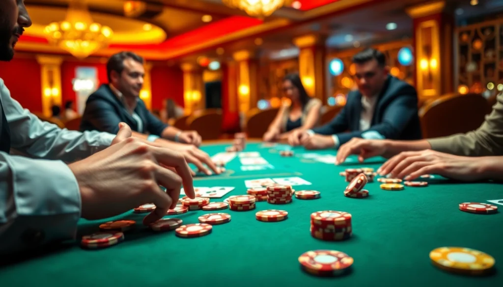 Engaging scene at csgo gambling sites showcasing players and vibrant casino elements.