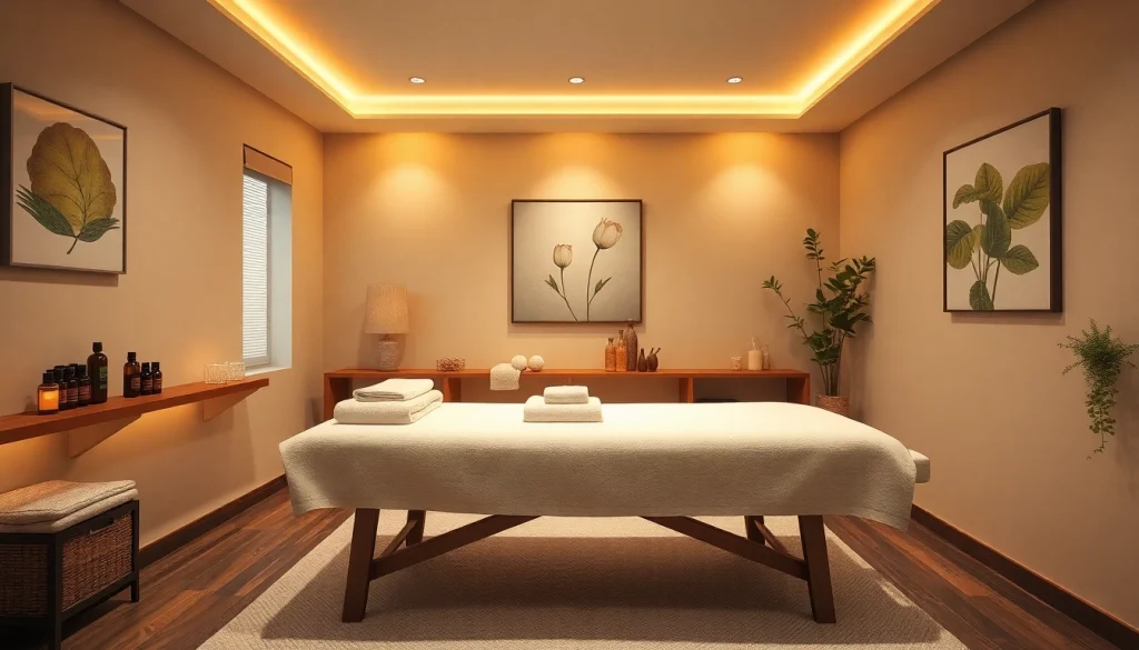 Relaxing massage therapy room setup featured on https://forumup.org/ with calming colors and professional ambiance.