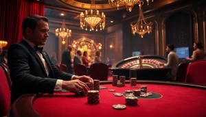 The official hidden wiki showcases a sophisticated poker scene with vibrant chips and elegant players at a luxurious casino table.