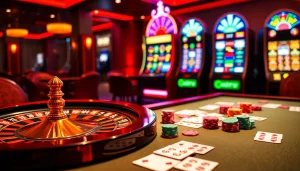 A player engaging with the exciting fly88 code at a luxury casino table, highlighting poker chips and cards.