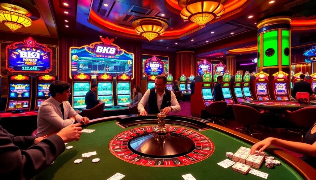 Experience the excitement of BK8 with players enjoying luxurious casino games and betting.