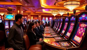Engaged players experience the thrill of pragmatic slot machines in a lively casino atmosphere.