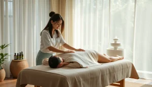 고요한 환경에서 수원출장마사지 치료사가 편안한 마사지를 제공하는 모습.