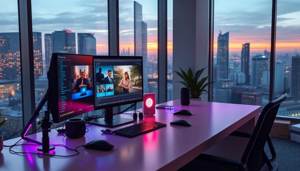 Video to prompt ai analysis in a modern workspace with cutting-edge technology.